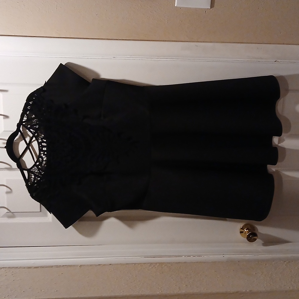 Black Fit and Flare Scuba Dress